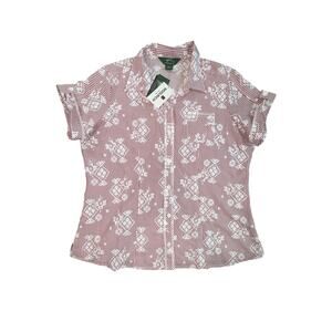 Woolrich Western Gingham Quilt Button Down Short Sleeve Shirt NWT Womens XL